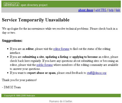 DMOZ: l'open directory in difficoltà  