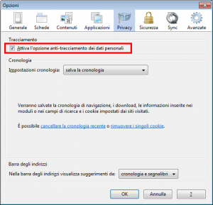 Firefox: impedire il tracciamento dei dati personali  
