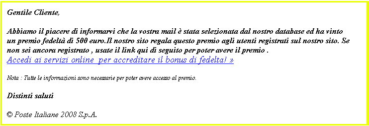 Email bufala: Poste Italiane o Posta Italiene?  