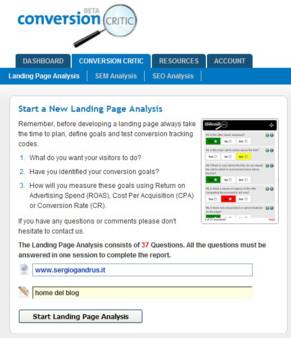 Testare le landing page con Conversion Critic  