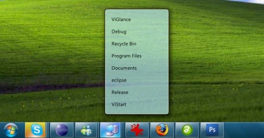 La taskbar di Windows 7 in Windows XP  