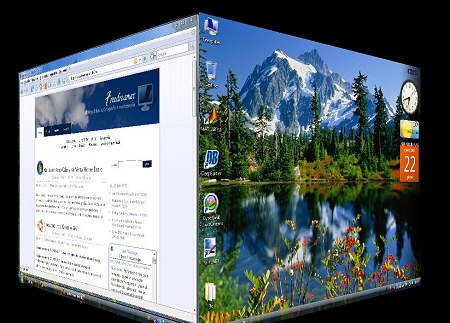 4 desktop virtuali su un cubo  