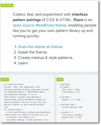 Pears: il tema per WordPress che ti insegna l' HTML e il CSS  